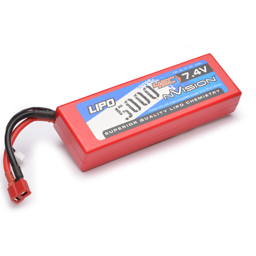 Nvision 7.4v 5000mAh HC 45c Sport Lipo With Deans