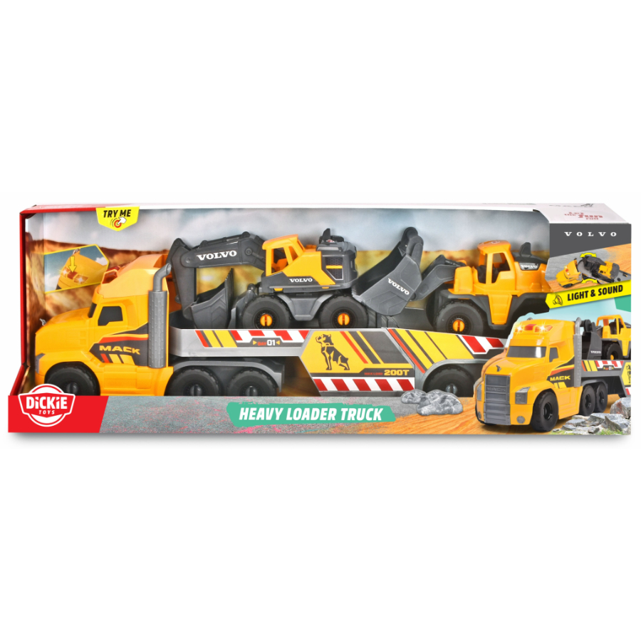 Dickie Toys Mack Heavy Loader Truck With Two Volvo Construction Vehicles 70cm