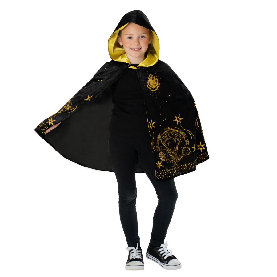 Harry Potter Hogwarts Black & Gold Robe Dress Up Costume Size 9+