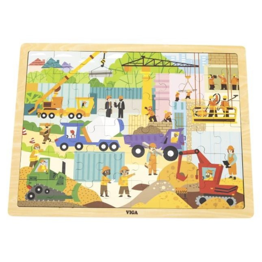 Wooden Puzzle Construction 48 Piece