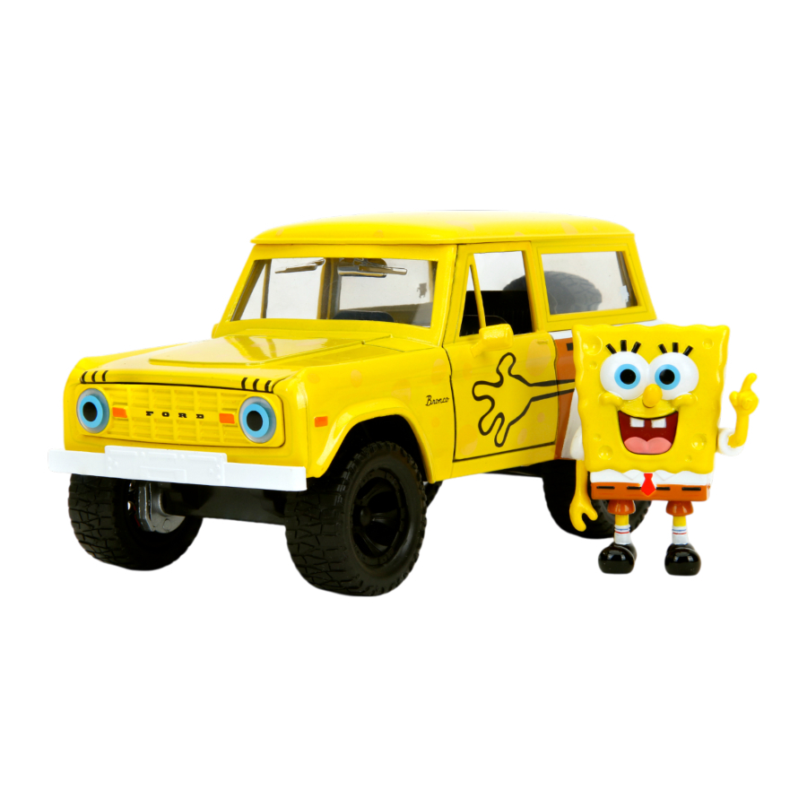 Jada Diecast 1:24 Spongebob Squarepants 1972 Ford Bronco Diecast Vehicle With Spongebob Figure