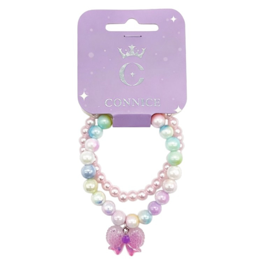 Kids Beads Bracelet Pastel With Bow Pendant