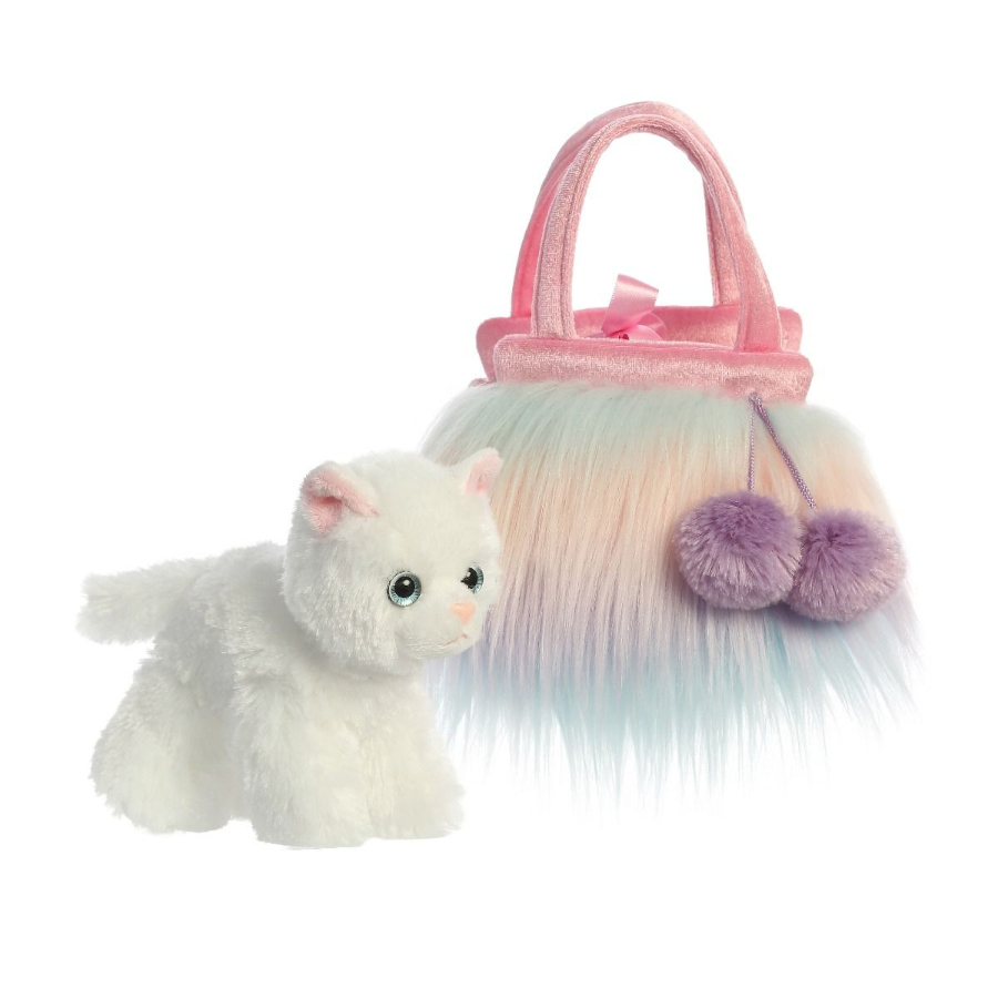 Fancy Pal Cat In Fluffy Pom Pom Bag