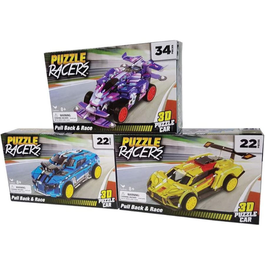 Puzzle Racers Pull Back Car Assorted