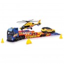 Dickie Toys Truck & Trailer With Lights & Sounds Including Rescue Helicopter & Vehicle