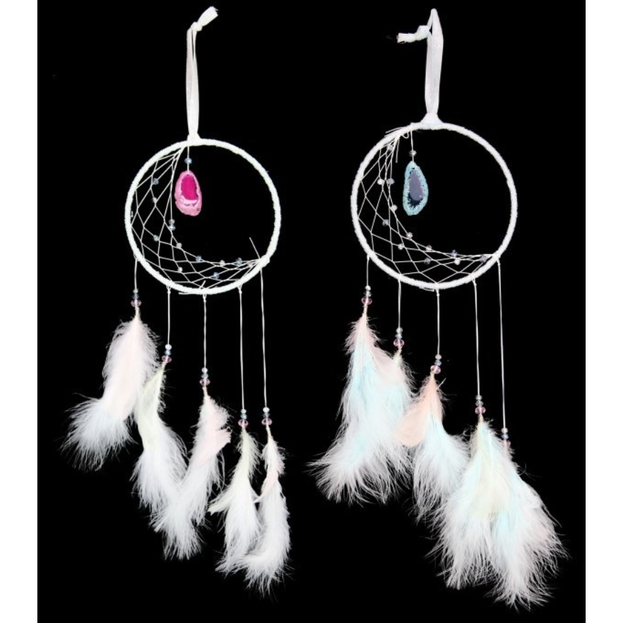 Dream Catcher Half Moon with Agate Slice Assorted
