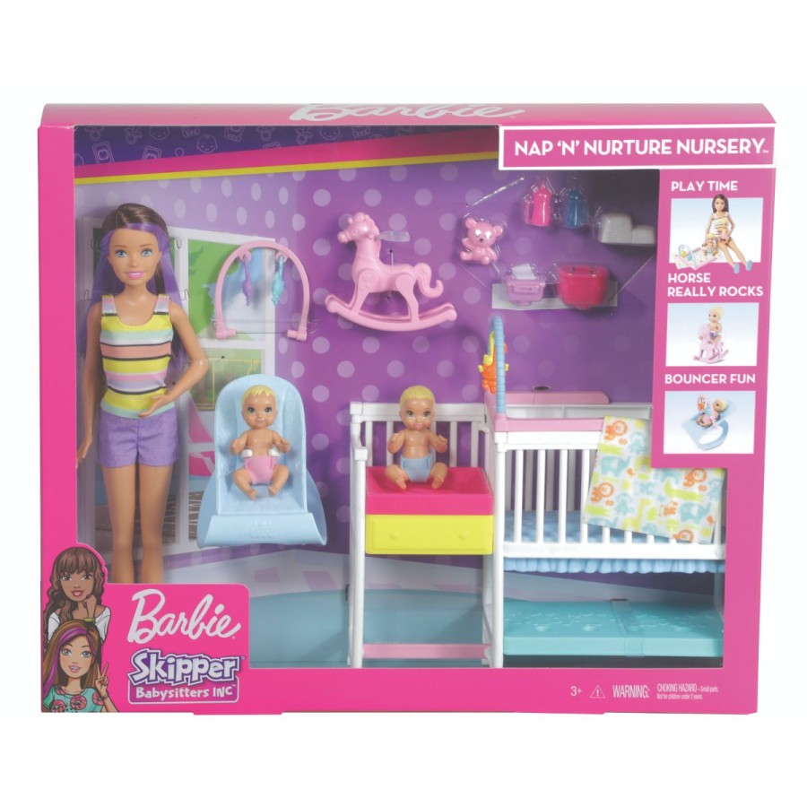 Barbie Babysitter Nap N Nurture Nursery Playset