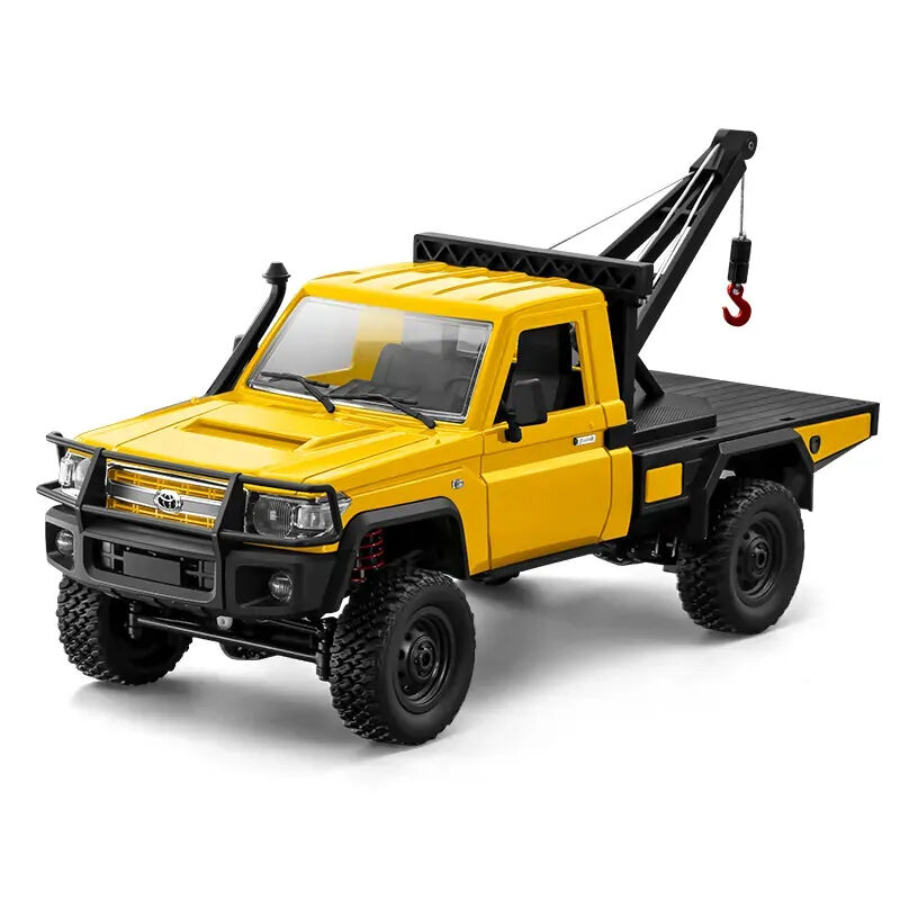 MN Model Radio Control 1:12 Toyota LC79 4WD RC Crawler Yellow With Crane Attachment