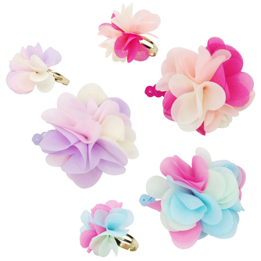 Carnation Petals Hairclip & Ring Set Assorted