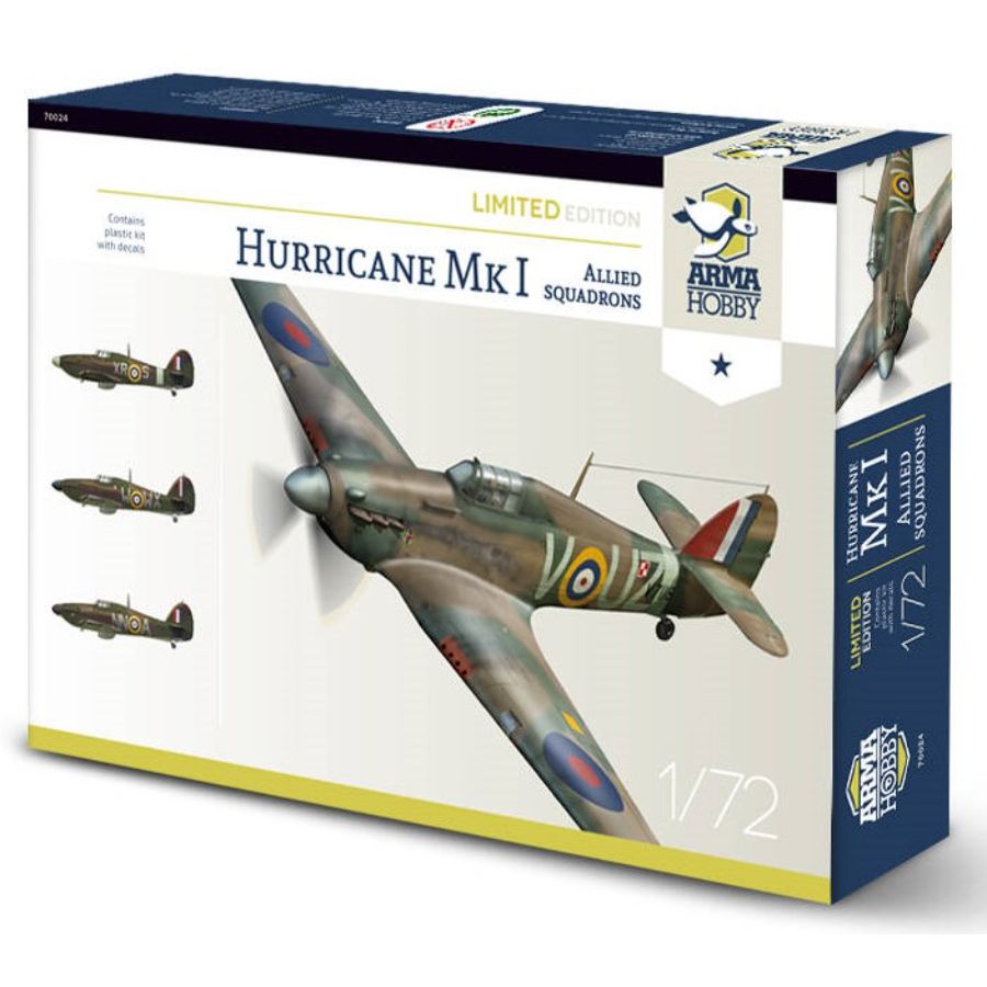 Arma Hobby Model Kit 1:72 Hurricane Mk I Allied Squadrons Limited Edition