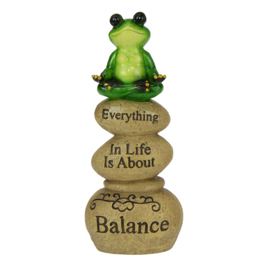 Frog On Rock Cairn With Message 16cm Assorted