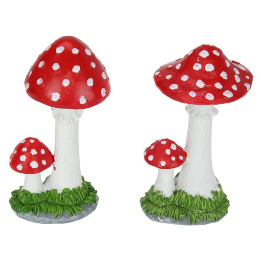 Twin Red Garden Mushroom 19cm
