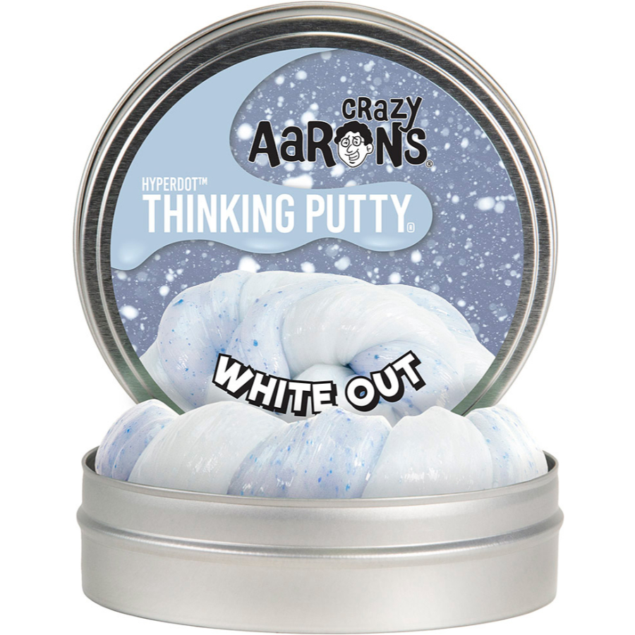 Crazy Aarons Thinking Putty 10cm Tin Hyper Dot White Out
