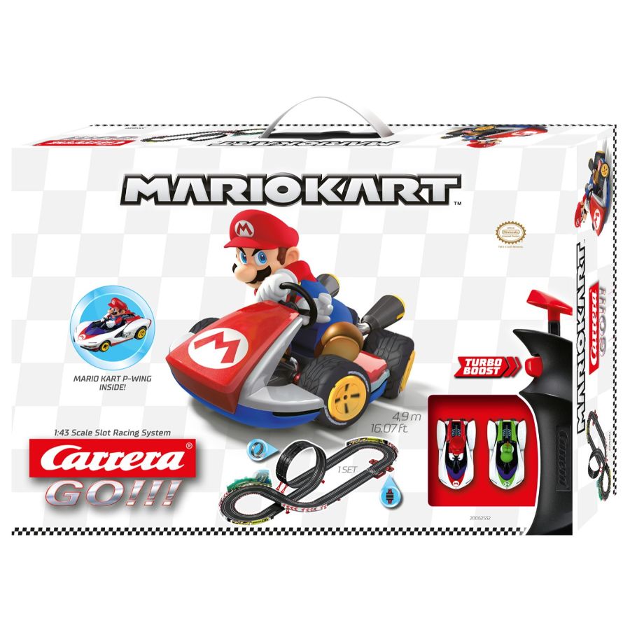 Carrera Go 1:43 Scale Slot Car Set Nintendo Mario Kart P-Wing 4.9m Track