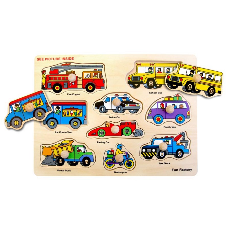 Wood Knob Puzzle Vehicles
