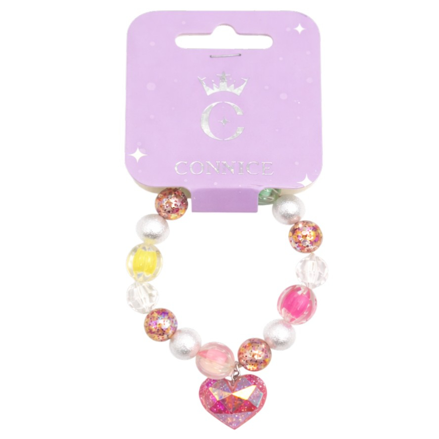 Kids Beads Bracelet With Dark Shiny Heart