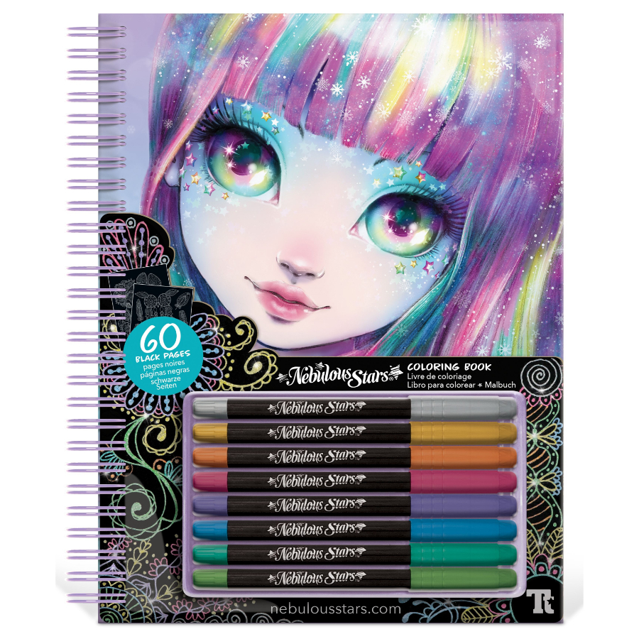 Nebulous Stars Isadora Black Pages Coloring Book With 8 Metallic Pens