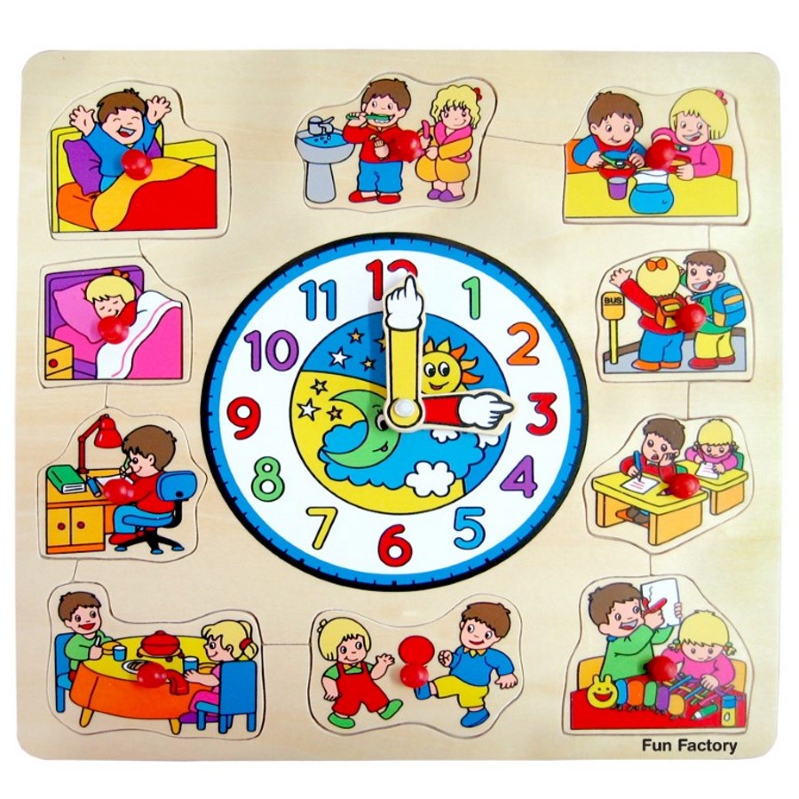Puzzle Clock With Children Wood