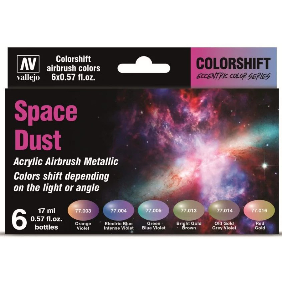 Vallejo Eccentric Colorshift Space Dust 6 Colour Acrylic Airbrush Paint Set