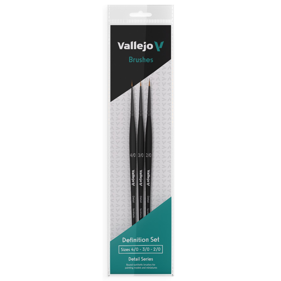 Vallejo Paint Brush Set Detail Definition Set Synthetic Fibers