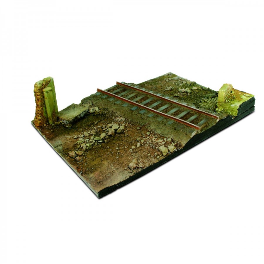 Vallejo Scenics Diorama Base Country Road Cross With Railway Section 31x21