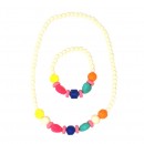 Fluorescent Bead Necklace & Bracelet Set Assorted