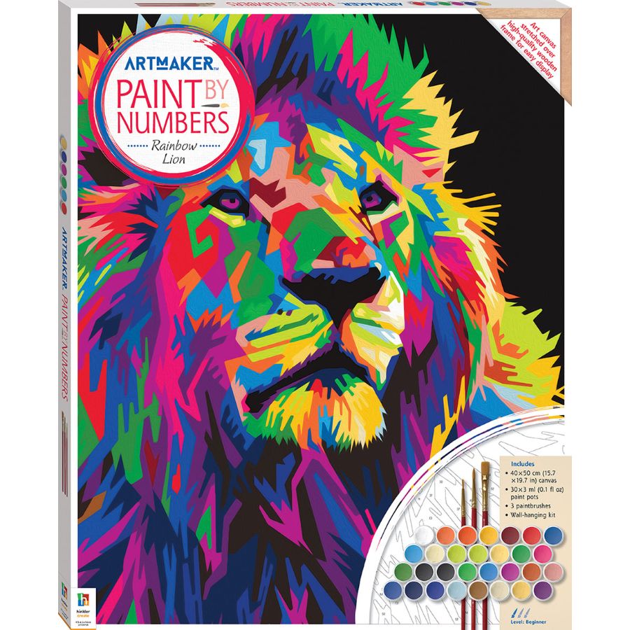 Art Maker Paint By Numbers On Canvas Rainbow Lion