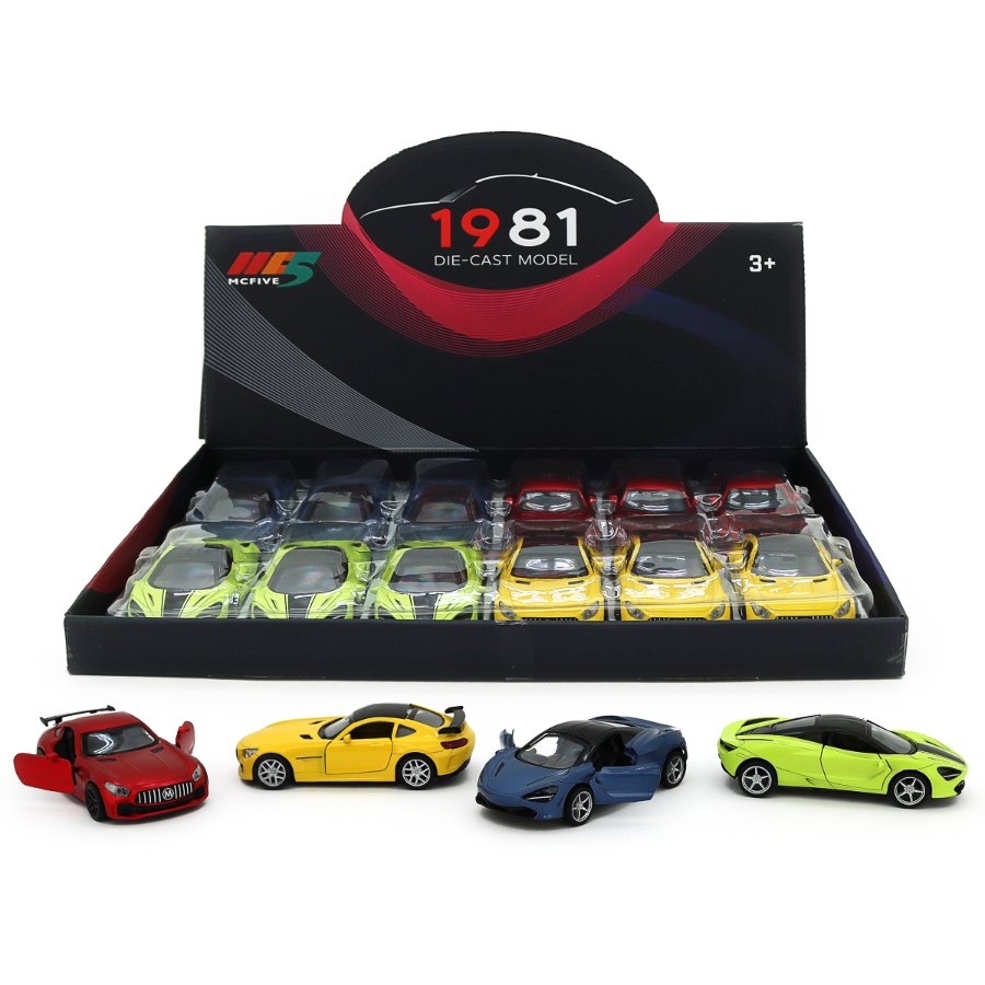 Diecast Super Car With Pull Back Motion 12.5cm Assorted