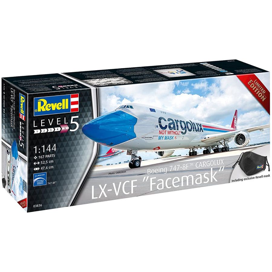 Revell Model Kit 1:144 Boeing 747-8F Cargolux LX-VCF Facemask