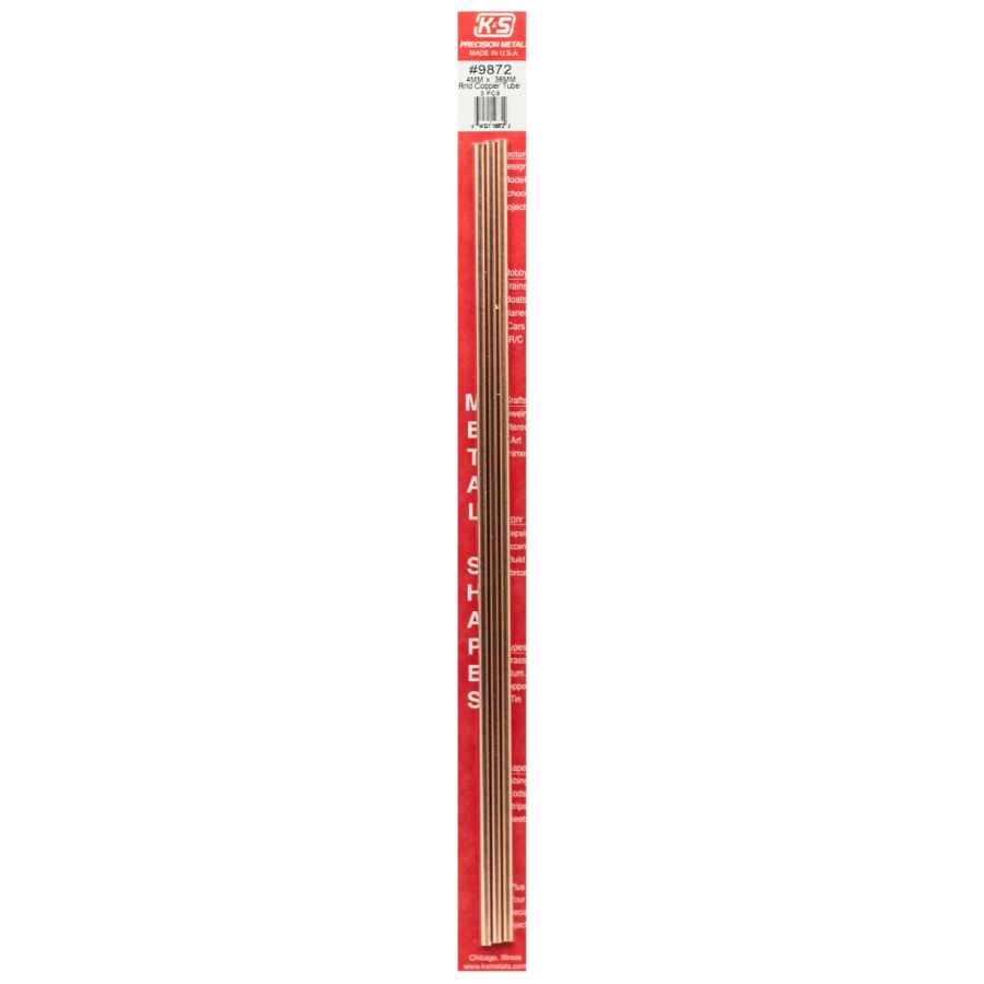 K&S Copper Round Tube 4.0x300mm 0.36 Wall 3 Pack