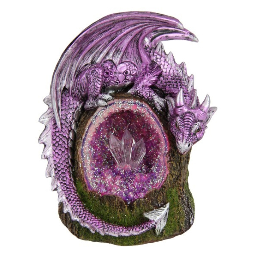 Dragon Pink On Crystal Rock 16cm