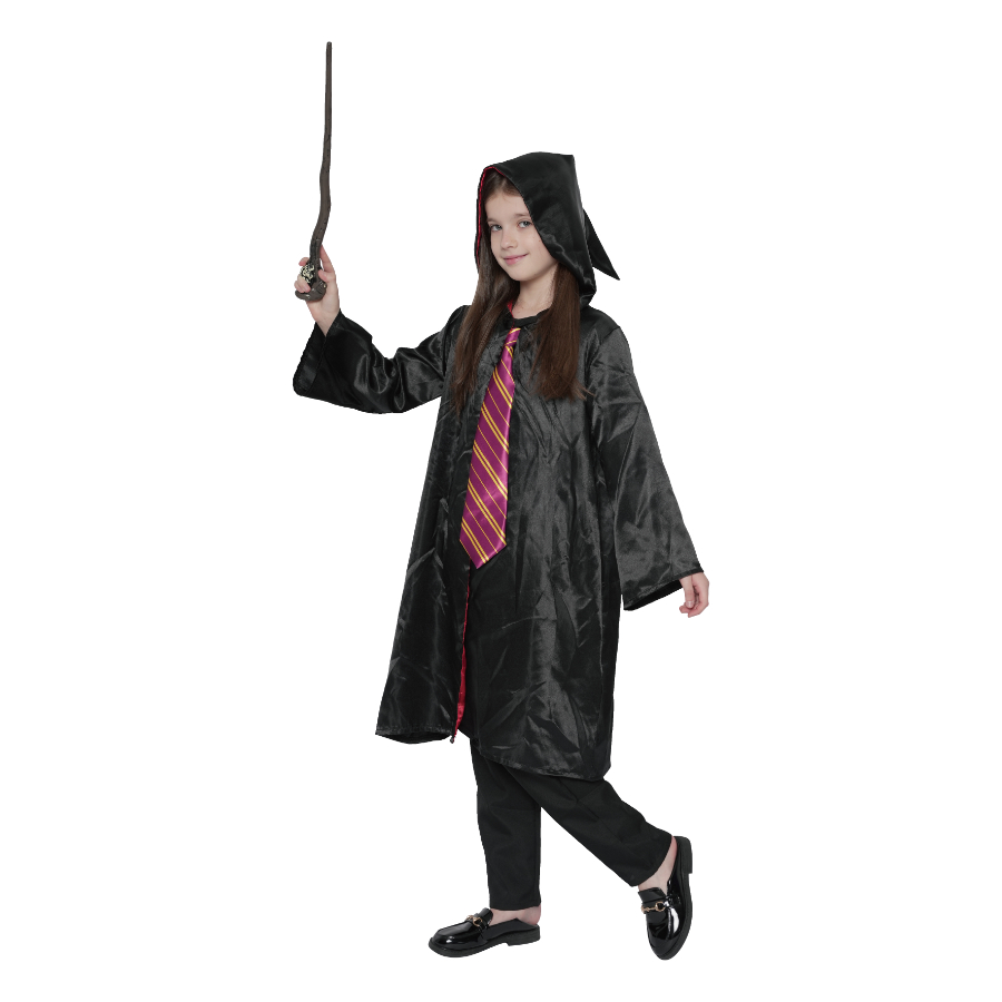 Costume Wizard Kids Dress Up With Cape Tie & Wand