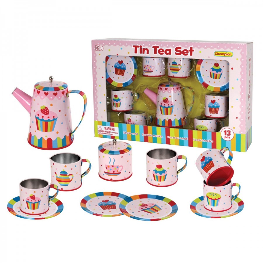 Tea Set Tin 13 Piece Cupcake Design