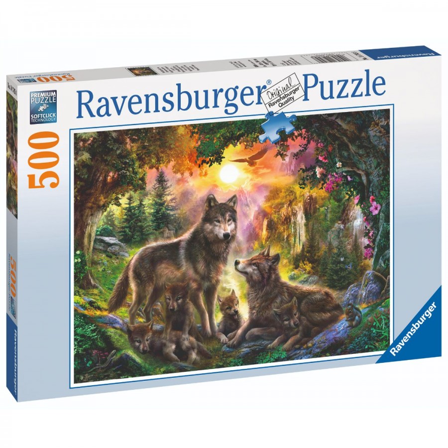 Ravensburger Puzzle 500 Piece Wolf Family In Sunshine