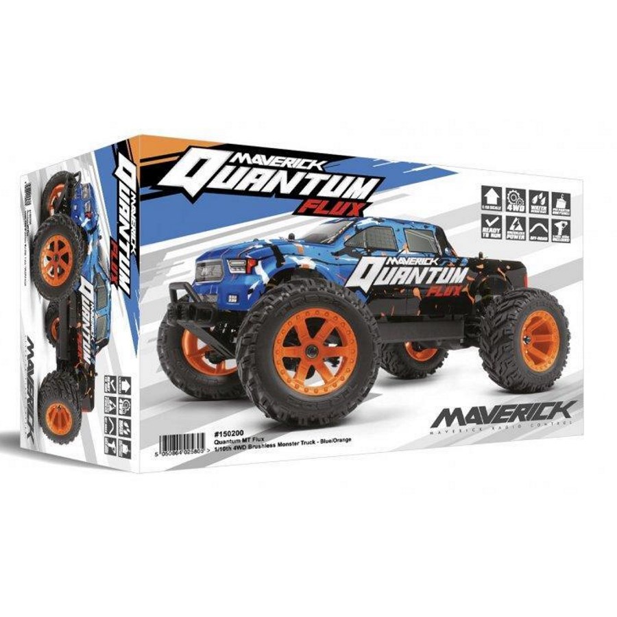 Maverick Radio Control 1:10 Quantum MT Monster Truck Flux Orange Blue Electric Brushless