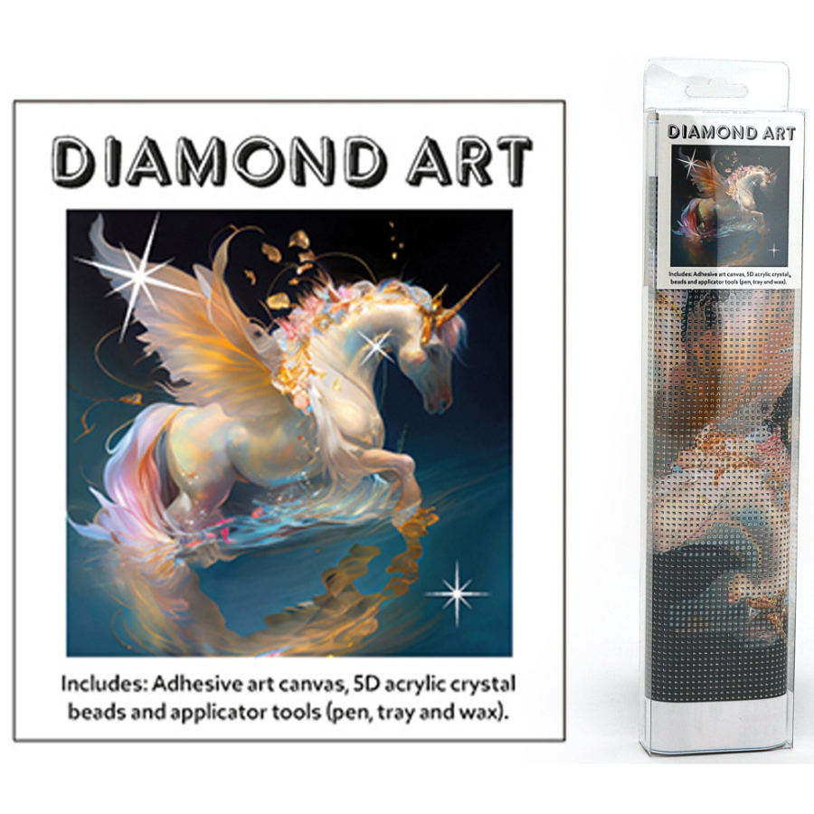 Diamond Art Kit 30cm x 30cm White Unicorn