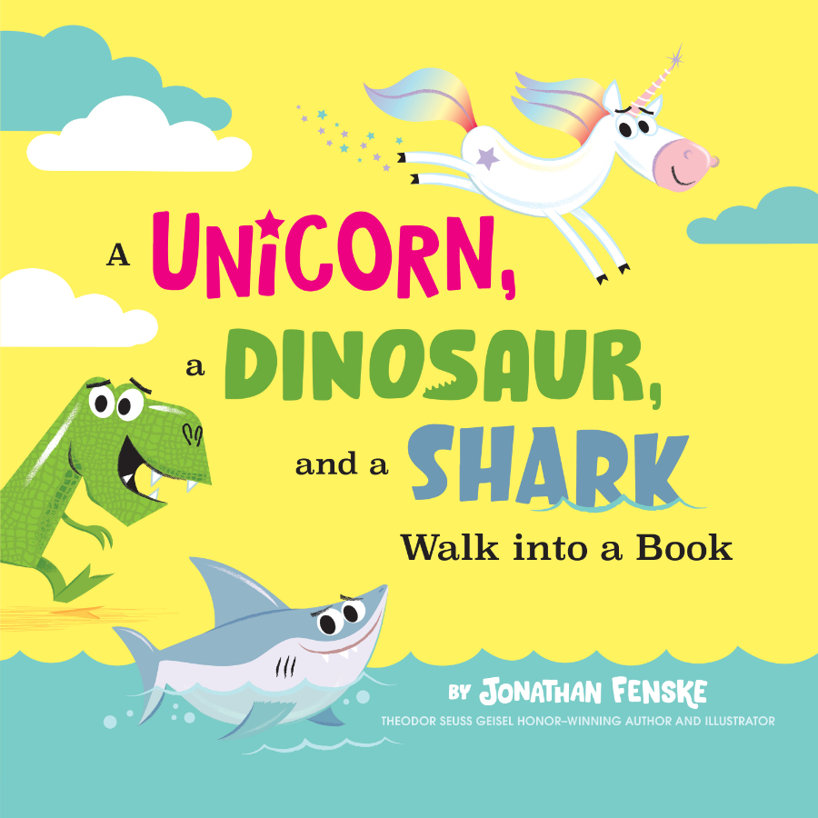 Childrens Book A Unicorn A Dinosaur & A Shark Walk Into A Book