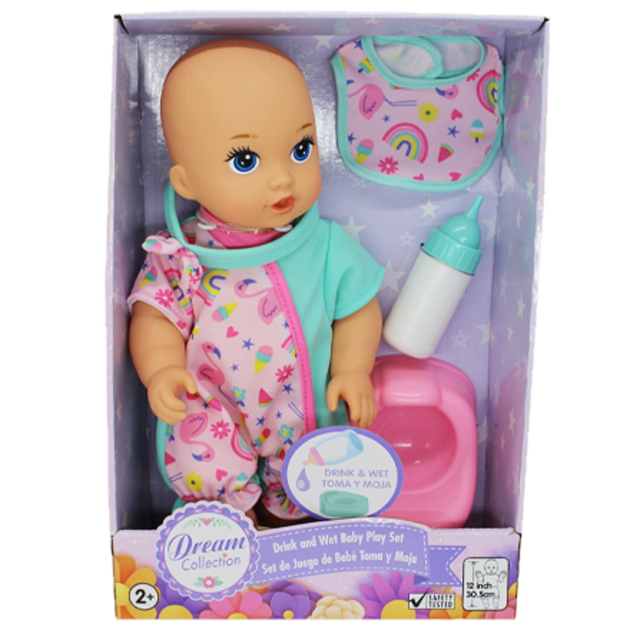 Dream Collection Drink & Wet Baby Doll 12 Inch Assorted
