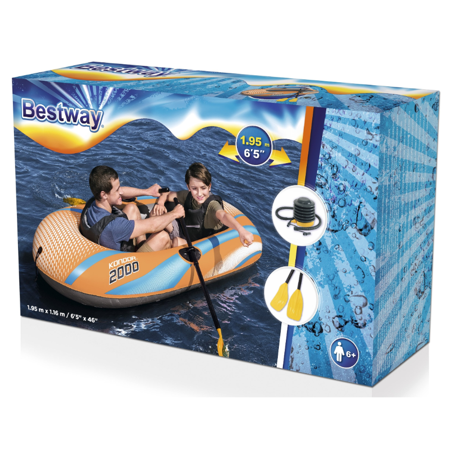 Bestway Inflatable Pool Toy Kondor 2000 Raft With Oars & Pump
