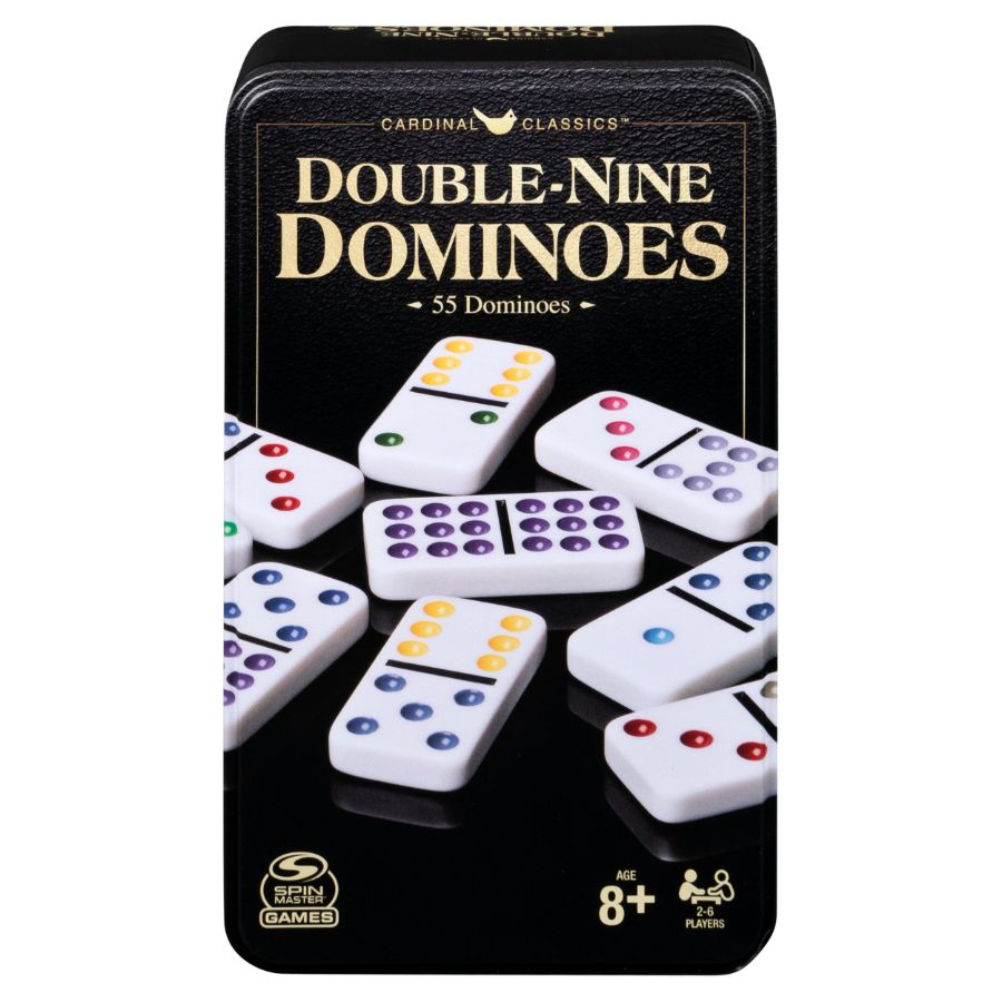 Cardinal Dominoes Double 9 Colour In Storage Tin