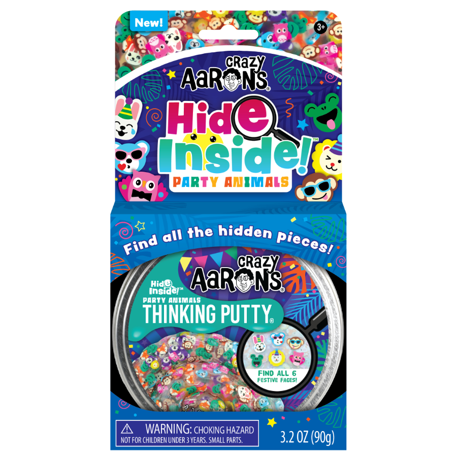 Crazy Aarons Thinking Putty 10cm Tin Hide Inside Party Animals