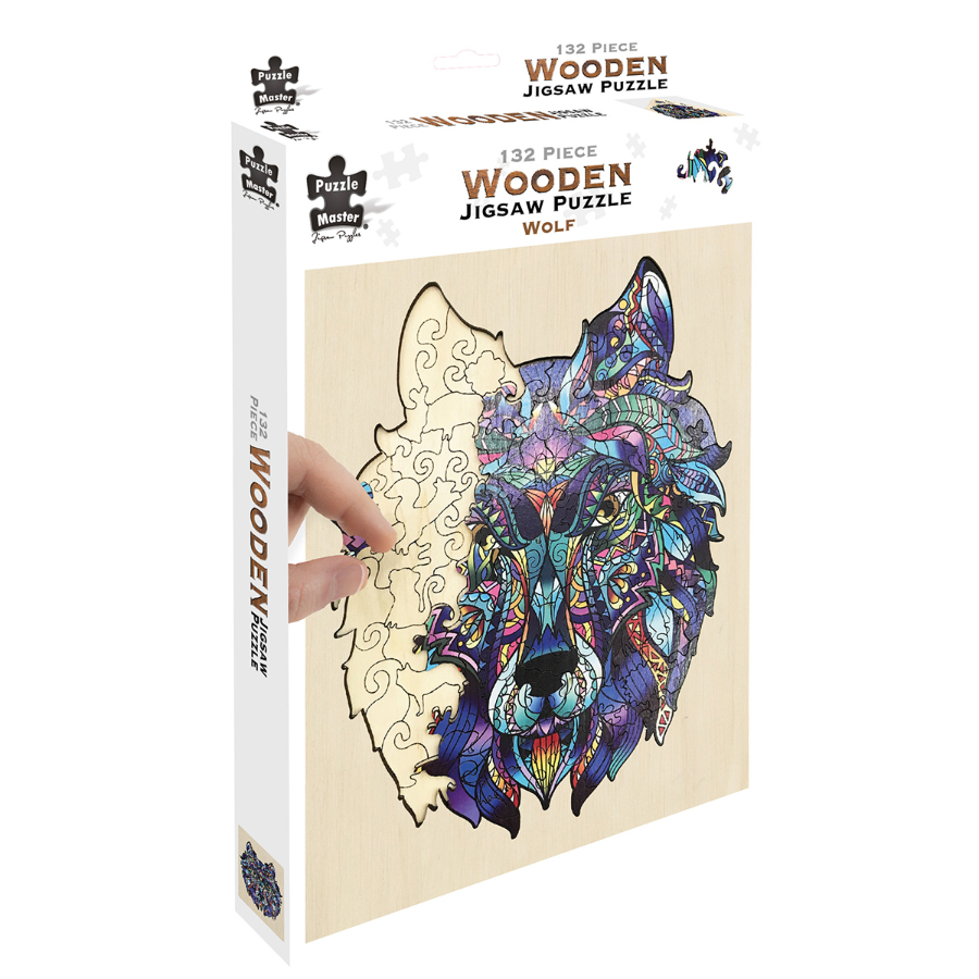 Wooden Shaped Piece Puzzle Wolf 132 Pieces