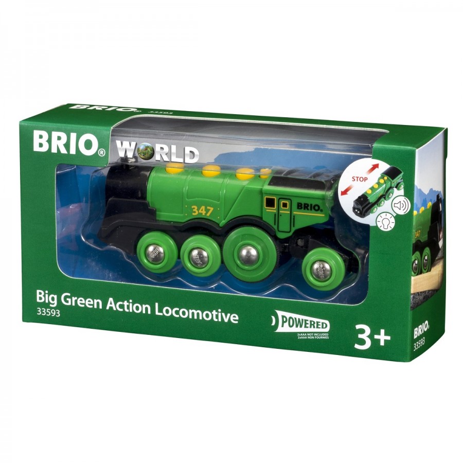 Brio Wooden Train Vehicle Big Green Action Locomotive
