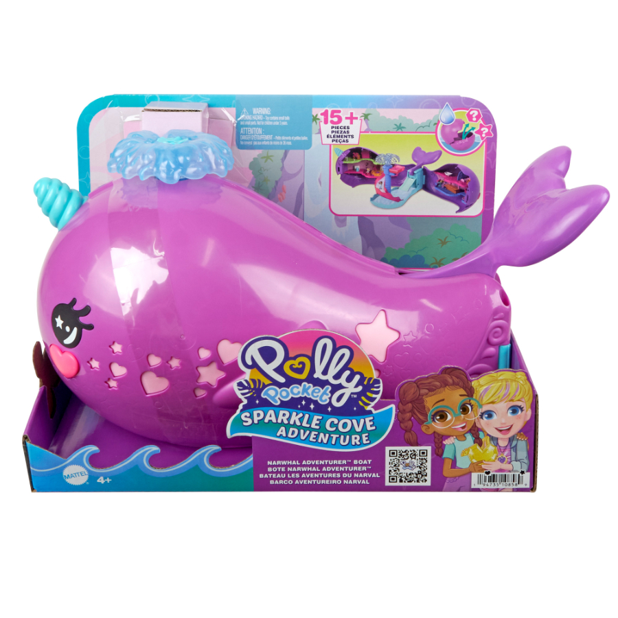 Polly Pocket Sparkle Cove Adventure Narwhal Boat Playset