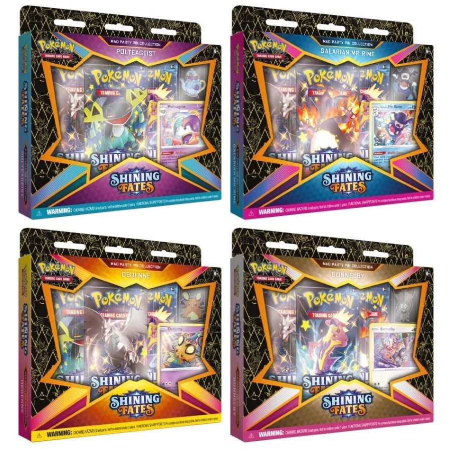 Pokemon TCG Shining Fates Pin Collection Mad Party Assorted