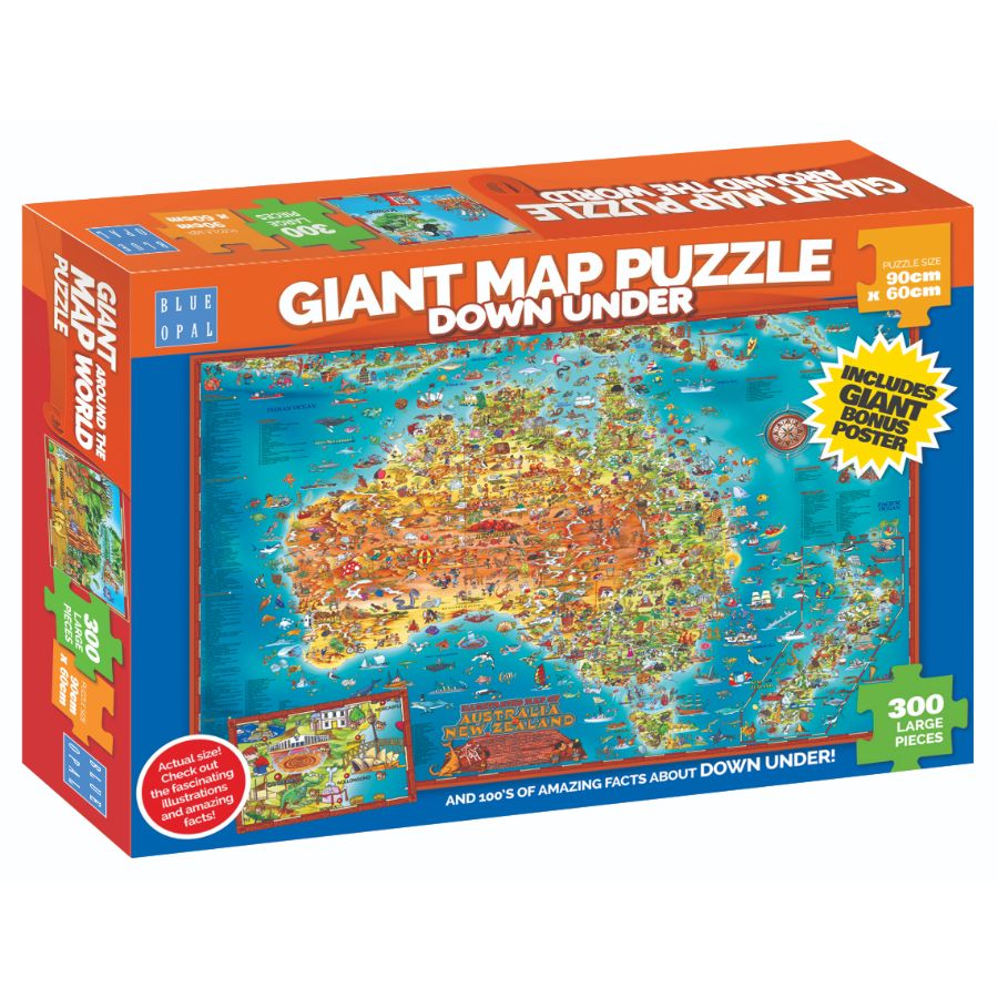 Blue Opal Giant Map Down Under Puzzle 300 Piece