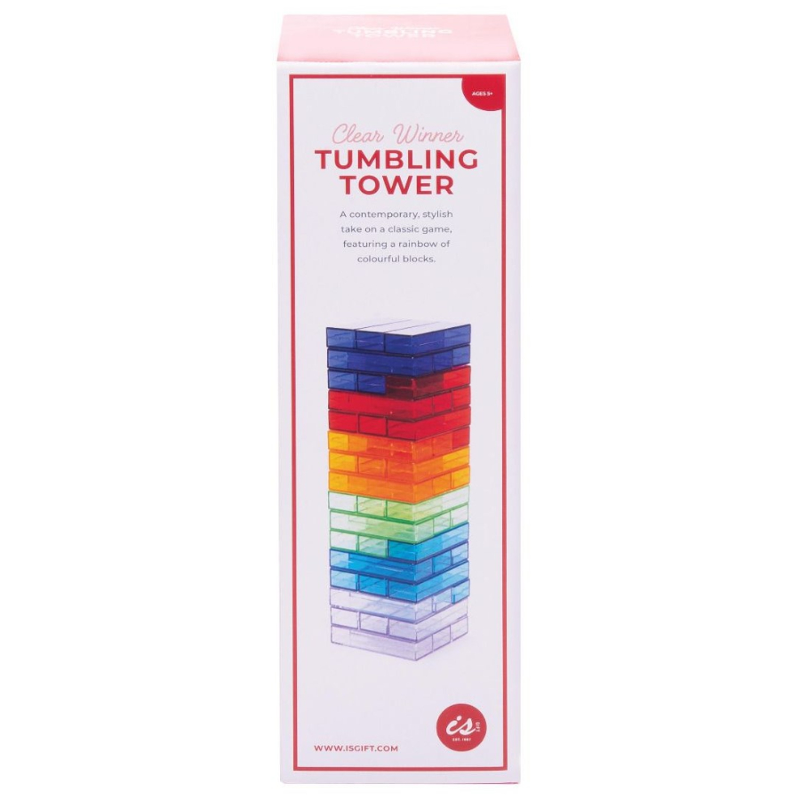 Tumbling Tower Game With Clear Coloured Blocks