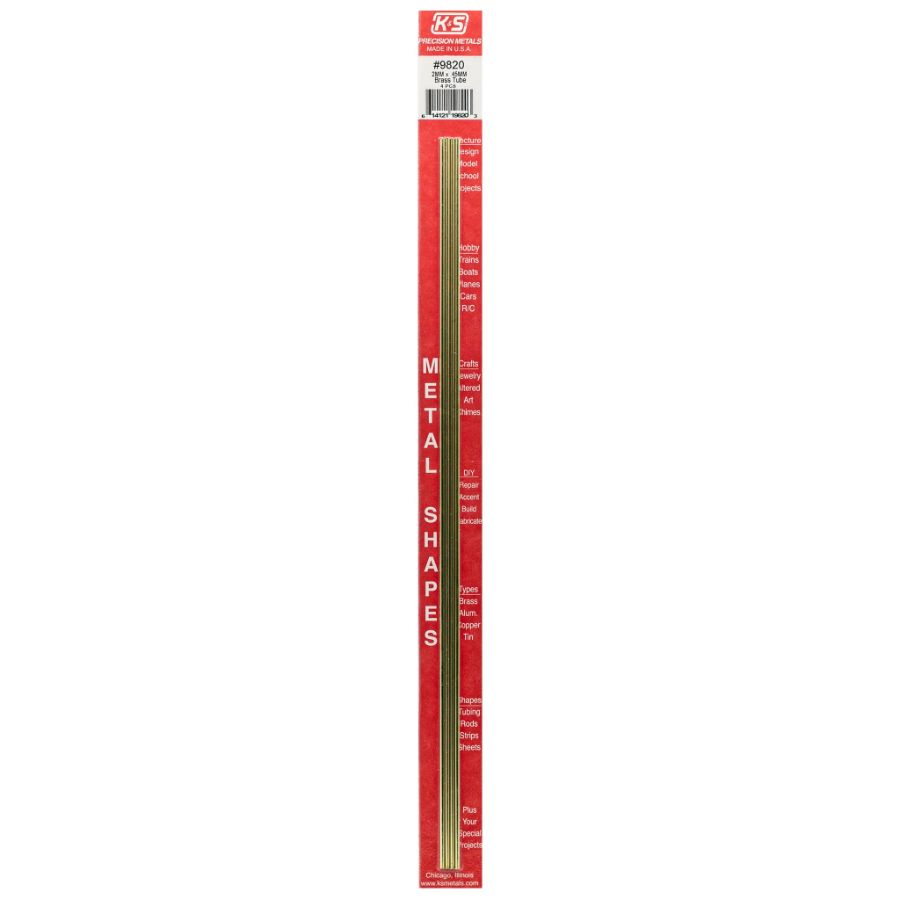 K&S Brass Round Tube 2.0 ODx300mm 0.45 Wall M0030 4 Pack