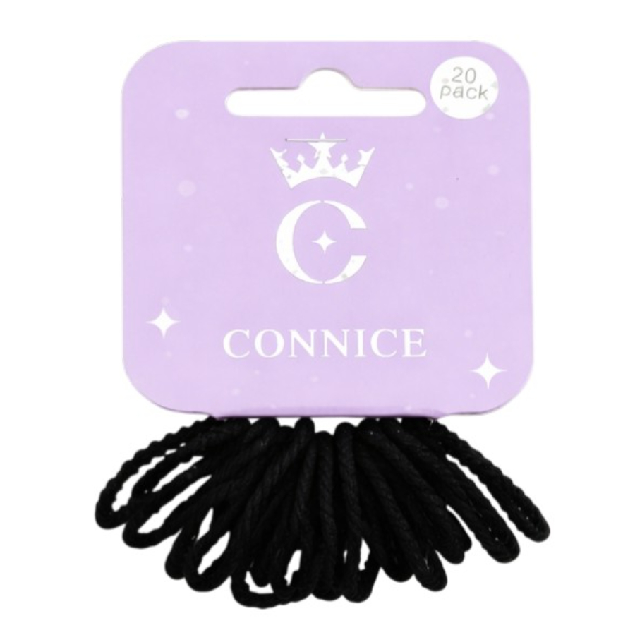 Kids Hair Ties 9cm Plain Black 20 Pack