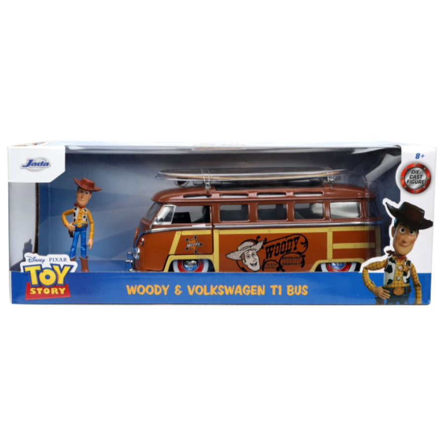 Jada Diecast 1:24 Toy Story 1962 VW Bus With Woody Figure